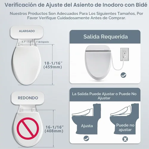 Vista 4 de ZMJH Asiento de inodoro con bidé, asiento inteligente calefactado eléctrico con cierre lento, lavado en remolino, secador caliente, lavado trasero