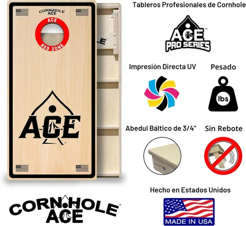 Vista 3 de CornholeAce ACE PRO Professional Cornhole Boards - No Bounce! Triple Wide Legs, 3/4" Baltic Birch Plywood, Handles, Regulation Size (4x2ft)