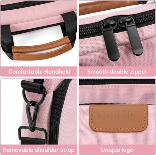 Vista 7 de TORIBIO Funda acolchada para portátil de 15 pulgadas Rosa