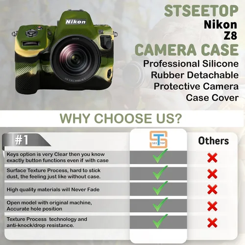 Vista 4 de Nikon Z8 - Funda protectora de goma de silicona para cámara, compatible con Nikon Z8 (verde militar)