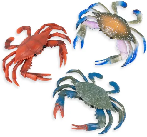 Vista 10 de AUEAR Cangrejo de plástico para decoración, criaturas artificiales de la vida marina, animales simulados, regalo creativo, rojo, paquete de 2