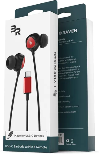 Vista 5 de Bolle & Raven Thore - Auriculares USB tipo C Auriculares intrauditivos con cable con micrófono remoto para S21 / S22 / S23 / S24 / S25 Ultra Rojo