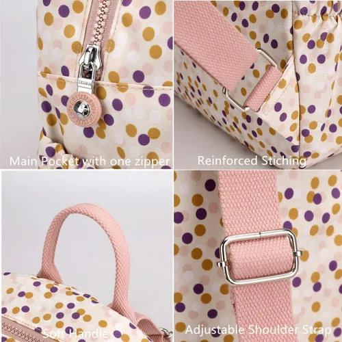Vista 3 de Tanweibago Mini mochilas de nailon para mujer, mochilas pequeñas de 11L para mujer, mochila ligera casual para mujer, mochila de viaje de compras