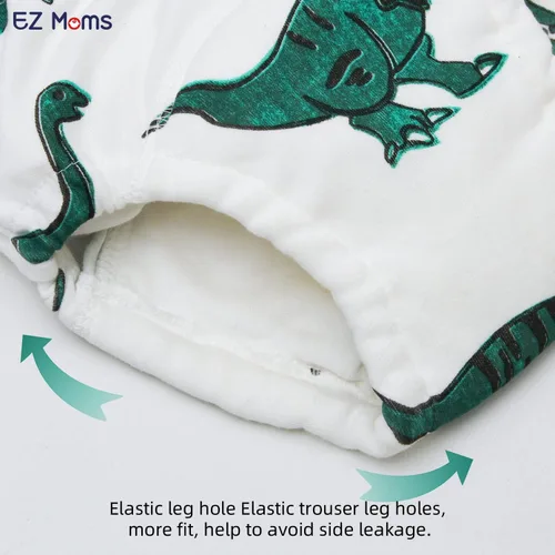 Vista 4 de Ez Moms 6 paquetes de ropa interior de doble absorción para niños pequeños de algodón reutilizable para entrenamiento de orinal para niñas y niños