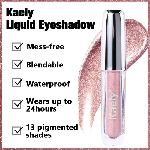 Vista 3 de Sombra de ojos líquida de una sola sombra, maquillaje líquido de ojos mate y brillante, larga duración, impermeable, a prueba de manchas, alto 01#