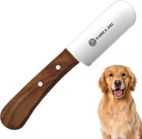 Vista 9 de FLAMIA & JABZ Cuchillo profesional para pelar a mano para el aseo de perros, herramienta para recortar, mango de madera Meranti rojo agarre