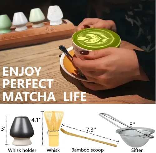 Vista 2 de Matcha Tools, soporte para batidor de matcha, soporte para batidor de Matcha Chasen, soporte de cerámica, cuenco de matcha, inicio de ceremonia