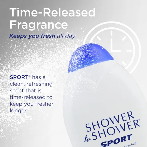 Vista 5 de SHOWER TO SHOWER Body Powder, Sport 13 oz (paquete de 10)