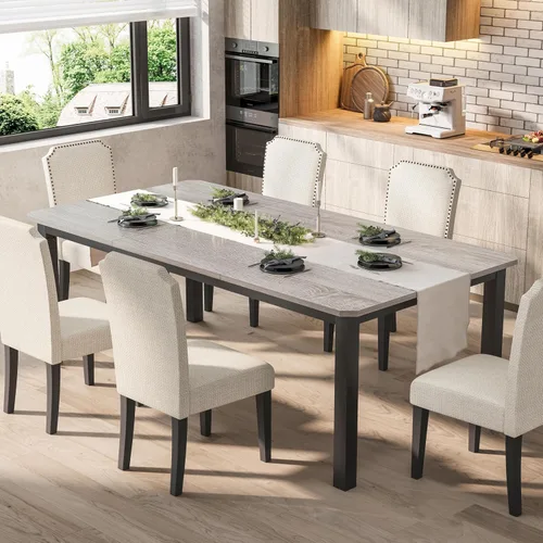 Vista 9 de Garvee Mesa de comedor de 63 ″ para 4-6 personas para comedor, negra