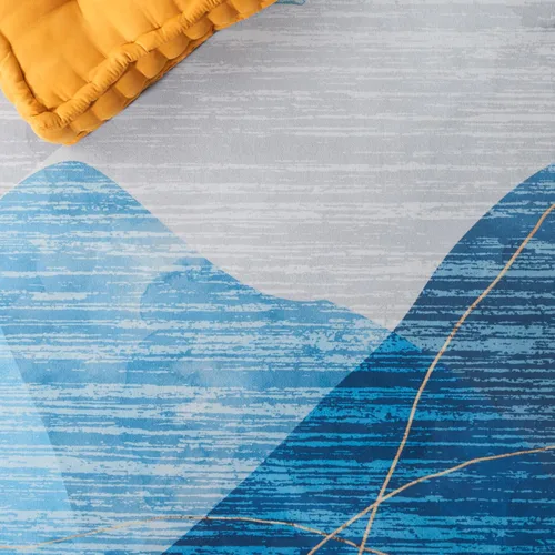 Vista 6 de SAFAVIEH Alfombra lavable Tacoma Collection – 2'6" x 4', azul y dorado, antideslizante y fácil limpieza, ideal para en entrada, puerta principal