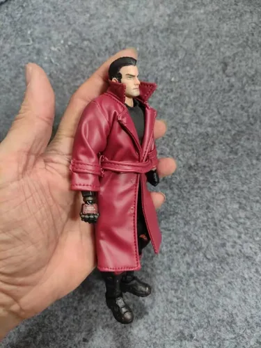 Vista 5 de ximitoy Modelo de capa de cuero PU rojo vino escala 1/12 para figura