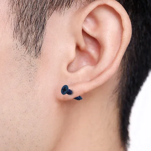 Vista 7 de BronaGrand 5 pares de aretes de aro unisex de acero inoxidable para hombre
