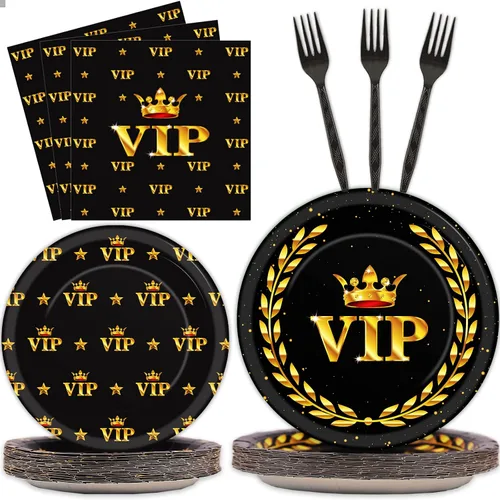 Vista 40 de gisgfim 96 piezas de suministros para fiesta de cumpleaños de 18 años, platos de papel, servilletas, hora de ser adulto, rojo y negro, juego