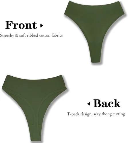 Vista 6 de PSEFNAGX Bragas de tanga transpirables sin costuras para mujer, ropa interior regular y talla grande
