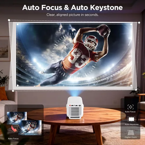 Vista 3 de Mini proyector portátil para cine en casa y al aire libre, proyector inteligente Android 11, 1080P FHD 600 ANSI, soporte 4K, WiFi 6 Bluetooth 5.4