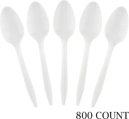 Vista 8 de Plasticpro Cubertería 800 cucharas de sopa de plástico desechables blancas de peso medio