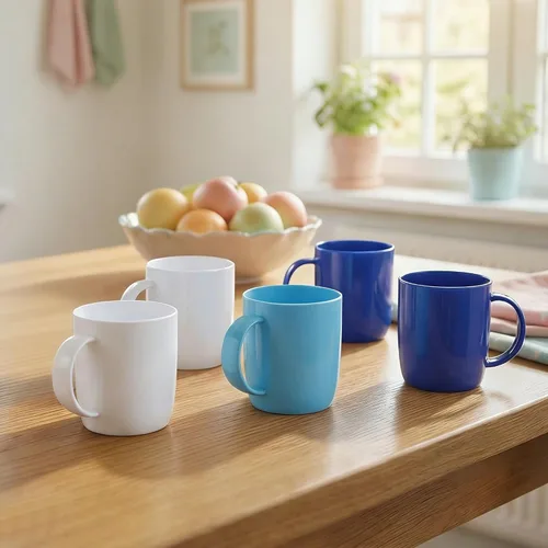 Vista 8 de fulong Vaso de plástico reutilizable con asa, sin BPA, apto para microondas y lavavajillas, grado alimenticio, PP, 13 onzas, taza de café y leche