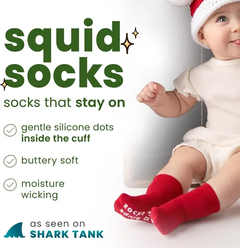 Vista 2 de squid socks Calcetines de viscosa de bambú 0-6M, 6-12M, 12-24M y 2T-3T Calcetines que se mantienen puestos