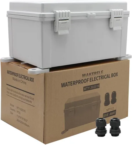 Vista 11 de MAKERELE - Caja de conexiones exterior pequeña impermeable para exterior con cerradura y soporte de pared 5.9" x 3.9" x 2.8" (150x100x70mm) con tapa