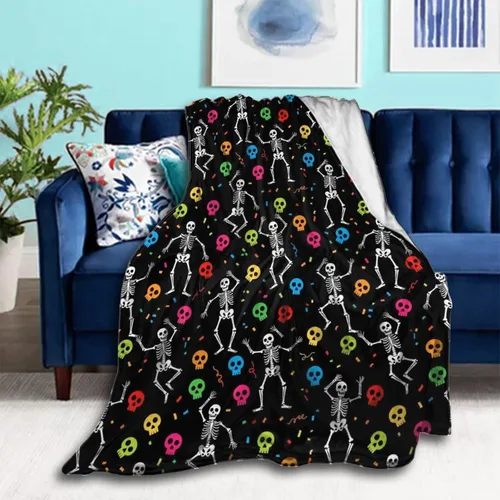Vista 14 de Manta cómoda para cama, sofá, compatible con flores de calavera de azúcar, mantas y mantas de franela ligeras, mantas de microfibra mullidas