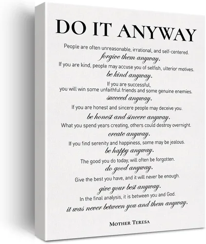 Vista 6 de Lienzo inspirador para pared, con cita motivacional Do It Anyway, lienzo positivo, pintura en lienzo para oficina, hogar, decoración de pared