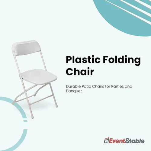 Vista 6 de EventStable TitanPRO Silla plegable de plástico blanco, silla plegable ligera para exteriores, sillas de patio duraderas, juego de sillas