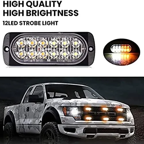 Vista 2 de 10 lámparas estroboscópicas de emergencia, 12 luces LED intermitentes impermeables de montaje en superficie, para camión, automóvil, vehículo, luces
