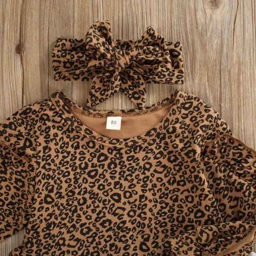 Vista 5 de Conjunto de 2 piezas de ropa de otoño e invierno para niña pequeña, camiseta de manga larga abombada, pantalones largos rectos, conjunto de 2 piezas