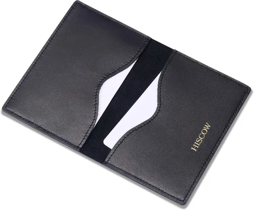 Vista 10 de HISCOW Tarjetero plegable delgado minimalista - piel de becerro italiana (negro)