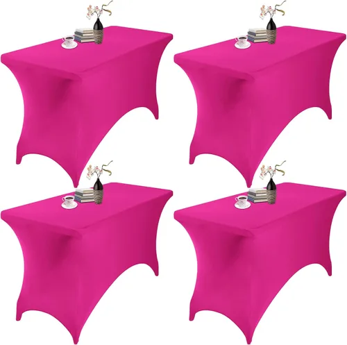 Vista 45 de Paquete de 2 fundas de mesa de elastano impermeables para mesas rectangulares, 6 pies, negras, elásticas, resistentes a manchas, para todas
