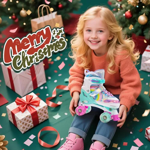 Vista 5 de SULIFEEL Rainbow Unicorn - Patines ajustables de 4 tamaños para niñas y niños de 3-5, 5-8, 6-12 años, patines para interiores y exteriores