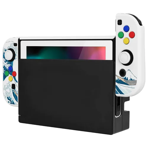 Vista 21 de PlayVital AlterGrips Ergonomic Grips Cover for Nintendo Switch, [2 Design] Interchangeable Comfort Dockable Protective Case with Screen Protector &