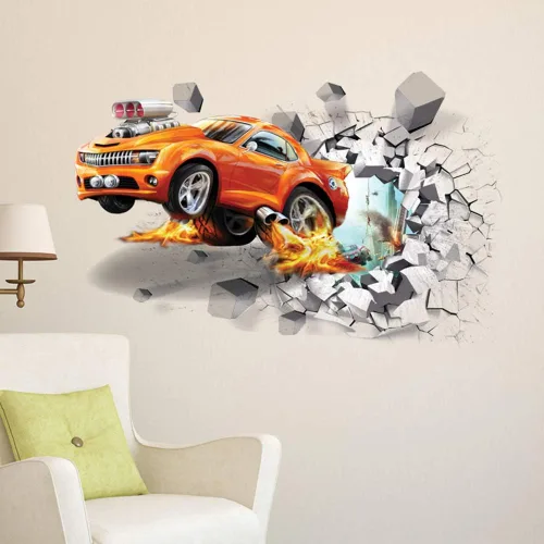 Vista 2 de Supzone Calcomanías 3D para automóvil, calcomanías de pared rota autoadhesivas, vinilo extraíble, arte de automóvil para niños, calcomanías de coche