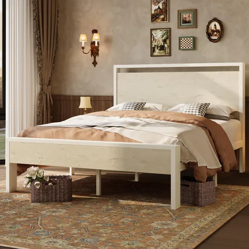 Vista 11 de SHA CERLIN Base de cama de plataforma metálica de tamaño individual de 14 pulgadas con cabecera y estribo de madera, base de colchón, no necesita