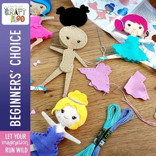 Vista 6 de CRAFTILOO Kit de Costura de Bailarinas Danzantes para Niños, Conjunto de Manualidades Divertido y Educativo para Niños y Niñas de 5-12 Años, Cose Tu
