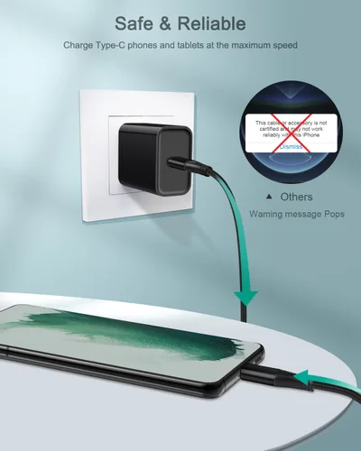 Vista 5 de Cable USB tipo C para iPhone 17e 17 para Apple iPhone 16e/16/15 Plus/17 Pro Max, cable de carga rápida de 6 pies de Android tipo C a C para Samsung