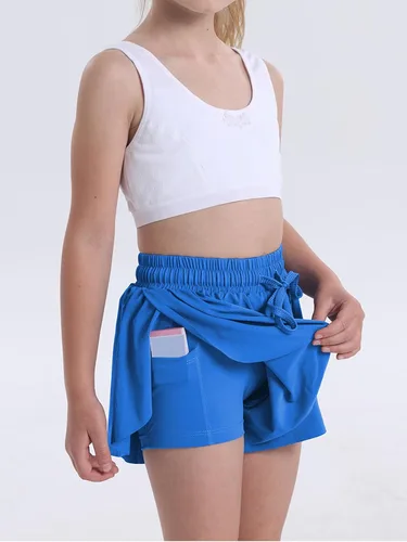 Vista 2 de Pantalones cortos fluidos para adolescentes, atléticos, correr, jóvenes, pantalones cortos de mariposa