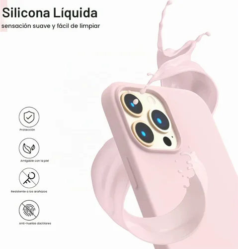 Vista 3 de ORNARTO Funda compatible con iPhone 13 Pro Max de 6.7 pulgadas, silicona líquida delgada de 3 capas cubierta completa de gel suave funda de 6.7 Tiza