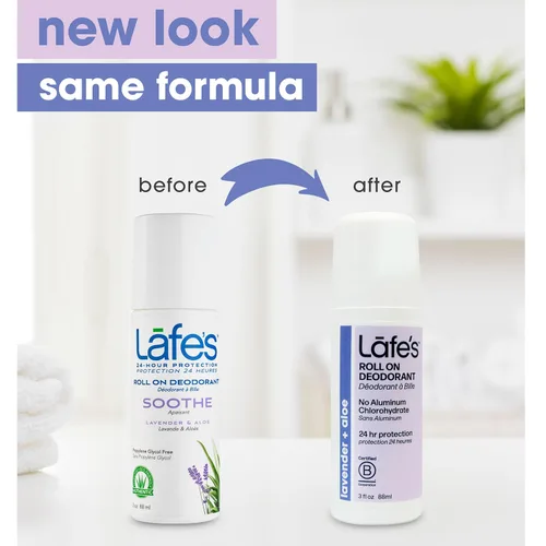 Vista 5 de Lafe's Desodorante natural Desodorante natural roll-on sin aluminio de 3 onzas Lavanda y aloe