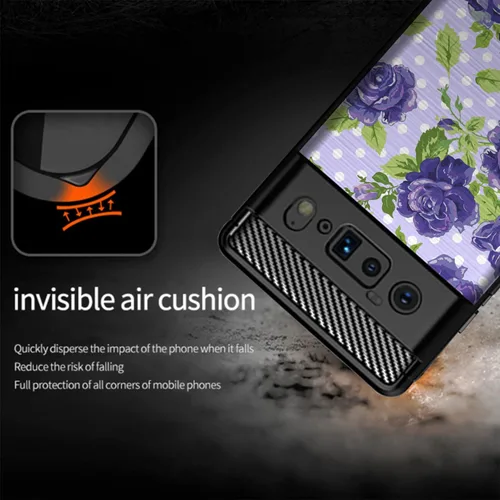 Vista 4 de CasesOnDeck - Funda compatible con Google Pixel 6A (2022) / Pixel 6A] cubierta de parachoques de TPU suave con textura de fibra de carbono flexible