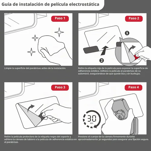Vista 5 de Cinta adhesiva de doble cara y película electrostática – Cinta de montaje VHB para cámara de salpicadero – Accesorio seguro y sin residuos