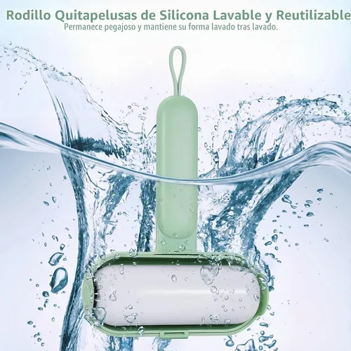 Vista 7 de Rodillo de pelusa reutilizable para pelo de mascotas extra adhesivo, rodillo de silicona lavable reutilizable para ropa, mini rodillo de pelusa