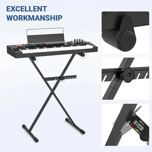 Vista 7 de GLEAM Soporte para teclado - Soporte para piano digital, estilo X individual, negro (capacidad: 100 lb)