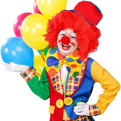Vista 5 de jiebor Juego de 2 disfraz de payaso rojo, accesorios para la nariz, pajarita, guantes blancos para fiestas de Halloween, carnavales