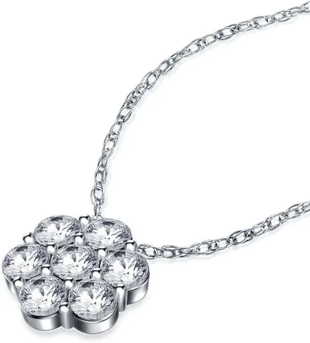 Vista 2 de RINGJEWEL VVS1 Colgante redondo de moissanita plateado para mujer