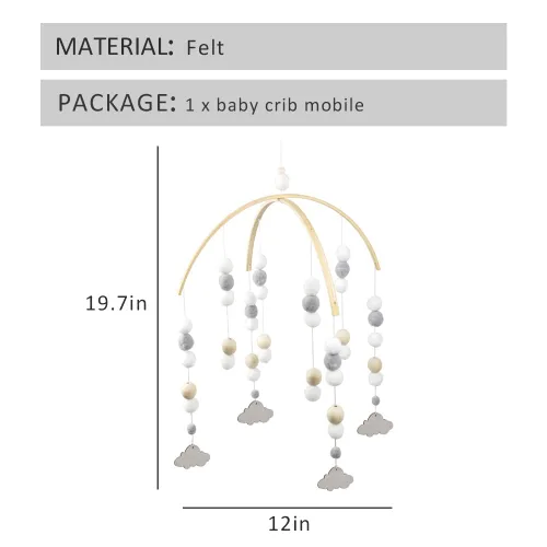 Vista 7 de Cuna móvil neutral para cuna móvil hecha a mano, bola de fieltro móvil, cuna de bebé, móvil de techo móvil para habitación de niñas, decoración