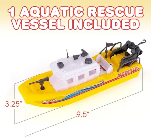 Vista 3 de ArtCreativity Buque de rescate acuático, barco de juguete a batería para niños, flota en el agua, bañera flotante y juguete de piscina para niños