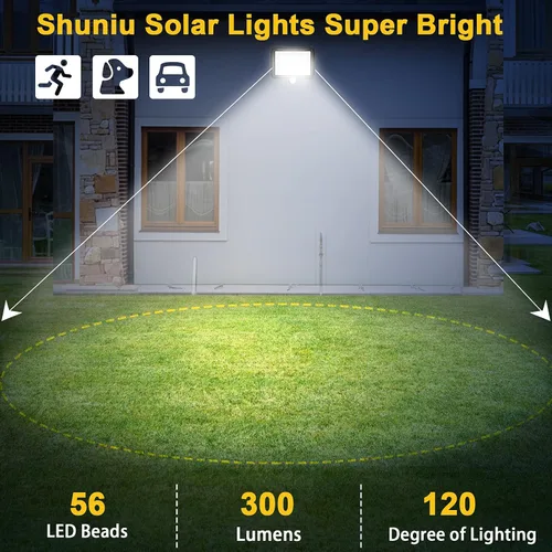 Vista 3 de Luces solares para pared exterior con sensor de movimiento, 56 LED ultra brillantes IP65 impermeables Luz solar separable para porche, cable de 16.4