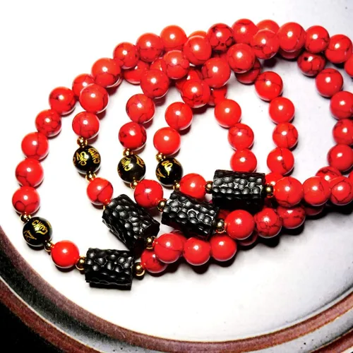 Vista 7 de L&C Feng Shui - Pulsera de riqueza de obsidiana negra Pulseras de cristal de obsidiana para mujeres y hombres, 0.315in, 0.394in, alivio natural