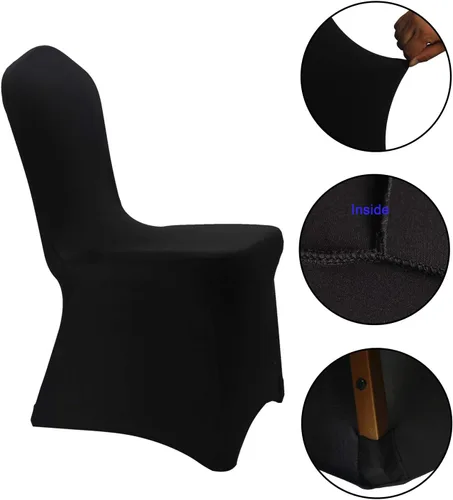Vista 3 de Fundas elásticas para sillas de elastano negro, 12 fundas elásticas para sillas de boda, fiesta, comedor, buceo (negro, 12)